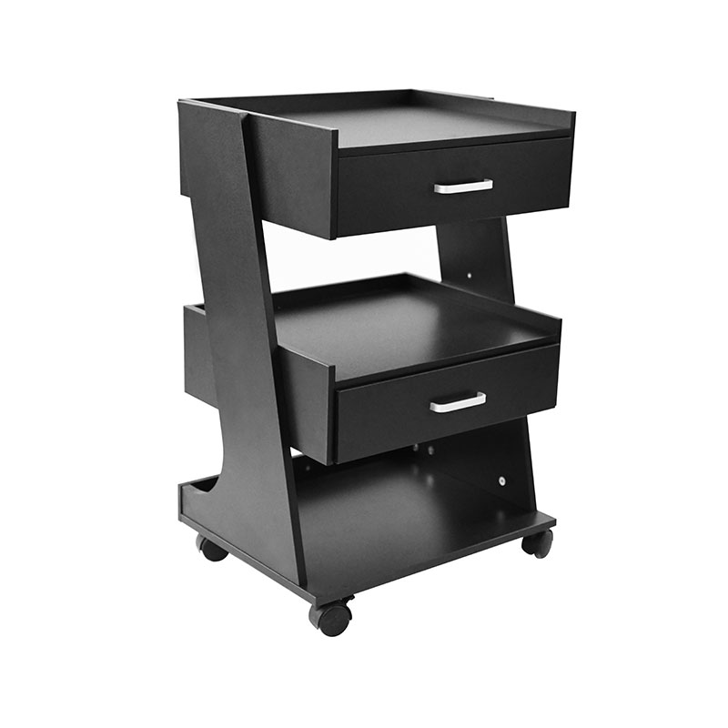 HZ2082BK / HZ2082 รถเข็นร้านเสริมสวยมีล้อรถเข็นกลิ้งสถานีตัดผมพร้อมลิ้นชัก