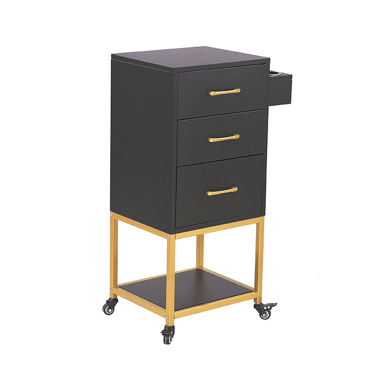 HZ2032 รถเข็นเก็บของร้านเสริมสวยสีดำ&ทอง