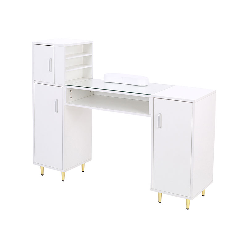 HZ2024BK / HZ2024W โต๊ะทำเล็บท็อปกระจก