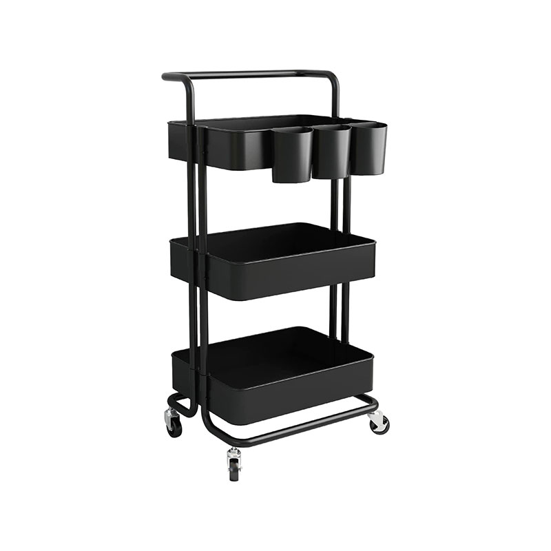 HZ2036 รถเข็นเก็บของแบบกลิ้ง 3 ชั้น รถเข็นอเนกประสงค์พร้อมถ้วยแขวนพิเศษ