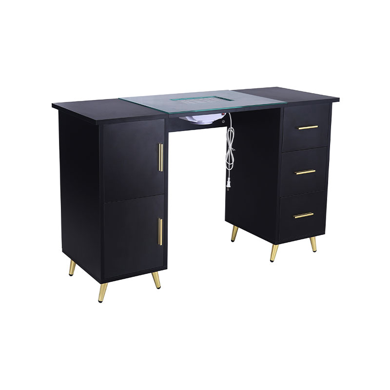 HZ2042PK / HZ2042BK โต๊ะทำเล็บโต๊ะทำเล็บสำหรับเทคโนโลยีเล็บพร้อมท็อปกระจกและที่วางข้อมือ