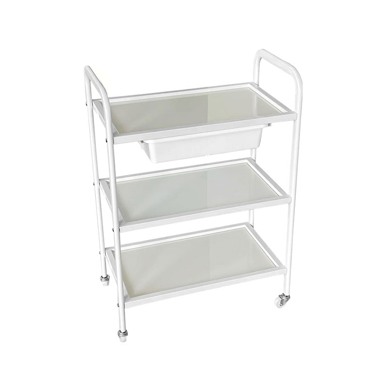 HZ2002BZ / HZ2002Z รถเข็นร้านเสริมสวยแบบโรลลิ่ง ถาดแก้ว และโครงโลหะ