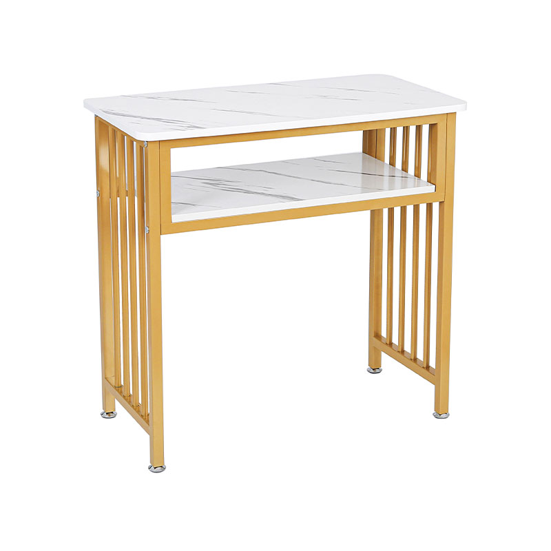 HZ2054 โต๊ะทำเล็บลายหินอ่อนสีทองและสีขาว