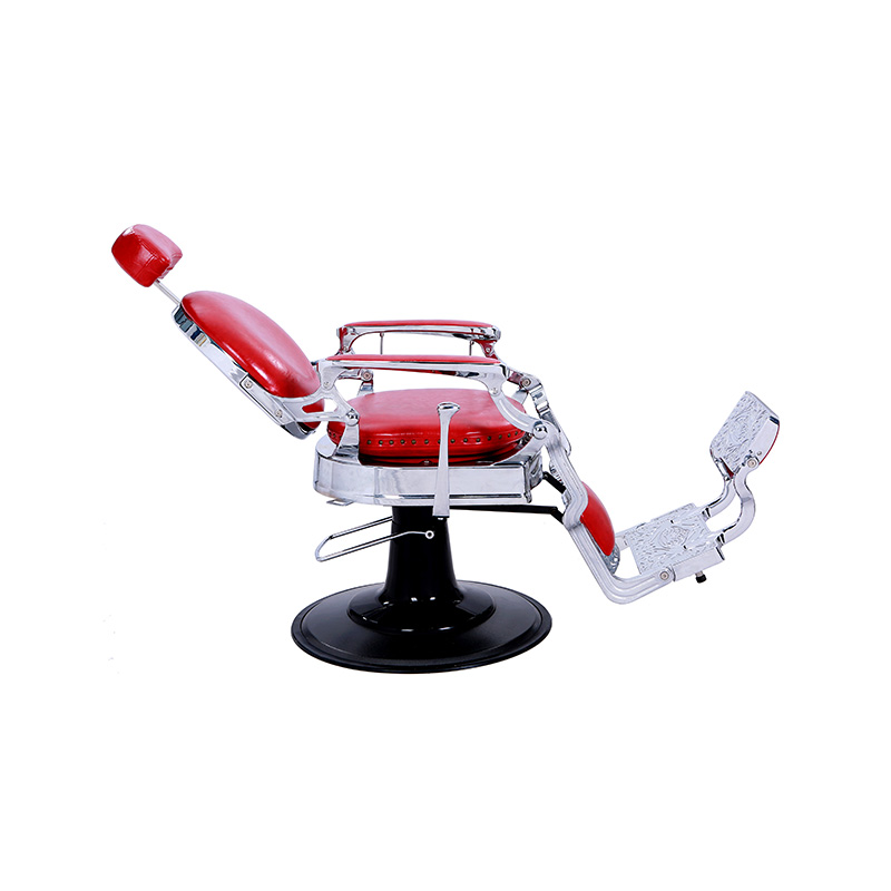 HZ8799DR เก้าอี้ตัดผมโครงสีเงินเงาสีแดง