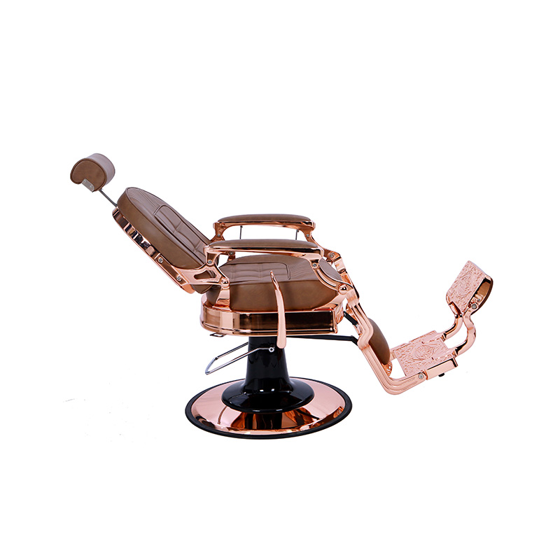 HZ87101BR เก้าอี้พิเศษร้านทำผมพนักพิงตาหมากรุกสีน้ำตาล