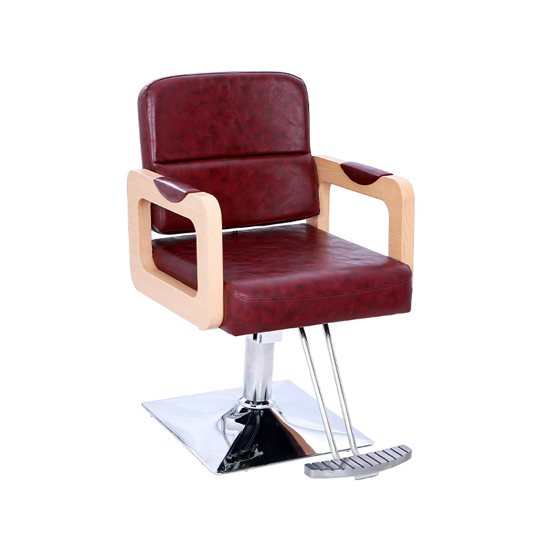 HZ87131 เก้าอี้ร้านเสริมสวยที่เท้าแขนไม้หนังสีสดหมู