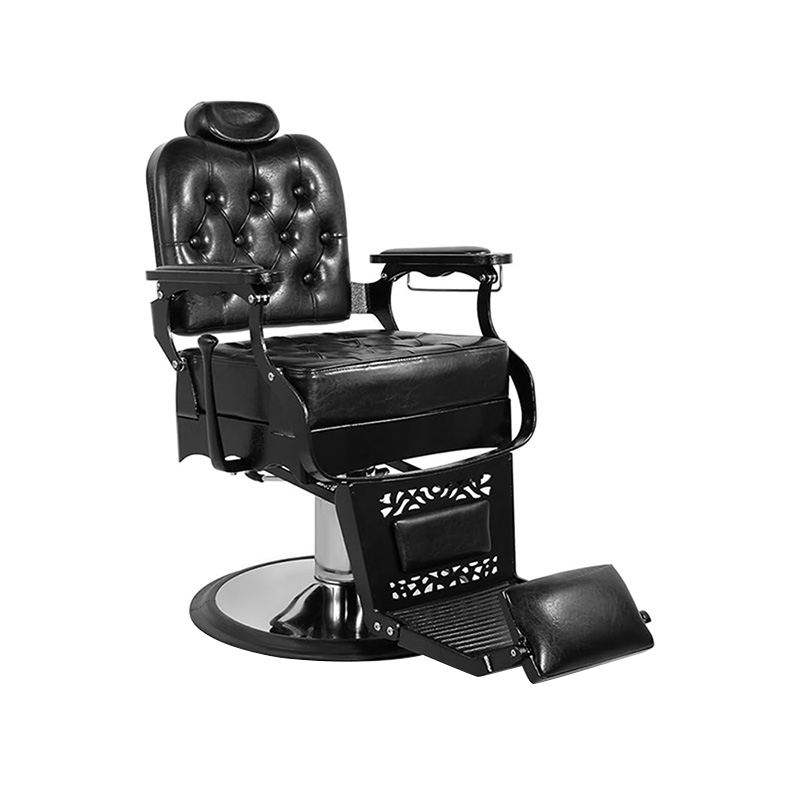 HZ8798 พนักพิงสี่เหลี่ยมสีดำหัวเข็มขัดเก้าอี้ร้านทำผมสไตล์วินเทจ