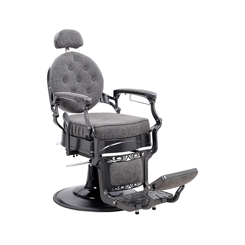 HZ8799M เก้าอี้ทำผมสไตล์เรโทรเบาะสี่เหลี่ยมสีเทา